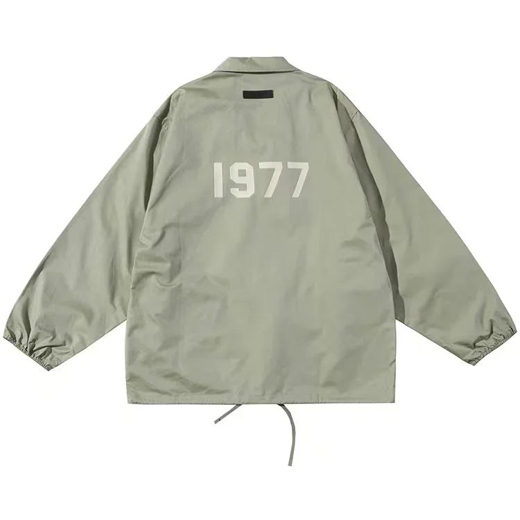 남녀공용 루즈한 얇은 재킷, 레저 코트, 1977 플로킹 로고, 힙합 오버사이즈, 스트리트 스타일 코트, 야구 재킷, 2023 신상